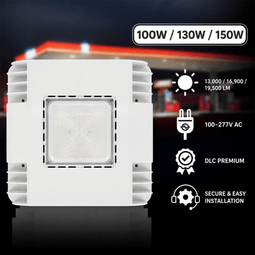 150/130/100 Watt LED Canopy Light, 3500K/4000K /5000K, 13,000/16,900 /19,500LM, AC100-277V, DLC Premium Recessed Surface Mount, For High Bay Carport, Gas Stations, Indoor Parking, Underpasses, Loading Docks, Outdoor Area Light 150/130/100 Watt LED Canopy Light, 3500K/4000K /5000K, 13,000/16,900 /19,500LM, AC100-277V, DLC Premium Recessed Surface Mount, For High Bay Carport, Gas Stations, Indoor Parking, Underpasses, Loading Docks, Outdoor Area Light