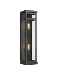2-Light Wall Sconce, E12 Holder, 2X40W, Matte Black, Rectangular, Clear Glass Panels, 22 1/4 2-Light Wall Sconce, E12 Holder, 2X40W, Matte Black, Rectangular, Clear Glass Panels, 22 1/4