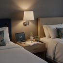 11″W x 16″H Single Wall Lamp with White Linen Shade – Brushed Nickel Finish - 4 Pack Load image into Gallery viewer, 11″W x 16″H Single Wall Lamp with White Linen Shade – Brushed Nickel Finish - 4 Pack