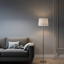 15" Dia x 59"H Modern Floor Lamp with White Linen Shade – Brushed Nickel Finish - 2 Pack Load image into Gallery viewer, 15" Dia x 59"H Modern Floor Lamp with White Linen Shade – Brushed Nickel Finish - 2 Pack