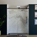 60" X 76" Armani Grey Alcove Shower Wall Kit - Shower Door / Wall System / Solid Surface Shower Base Tray with Covered Drain Load image into Gallery viewer, 60" X 76" Armani Grey Alcove Shower Wall Kit - Shower Door / Wall System / Solid Surface Shower Base Tray with Covered Drain