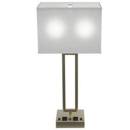 2-Light Bedside Table Lamp With 1-USB Charging Port, 2-Switches, 2-outlets, 28 inch, Brushed Nickel Finish, For Living Room, Dorm, Bedroom Lamp 2-Light Bedside Table Lamp With 1-USB Charging Port, 2-Switches, 2-outlets, 28 inch, Brushed Nickel Finish, For Living Room, Dorm, Bedroom Lamp