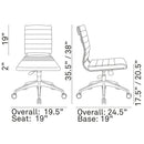 Jive Ribbed Armless Mid Back Swivel Conference Computer Chair In Mulitcolor Load image into Gallery viewer, Jive Ribbed Armless Mid Back Swivel Conference Computer Chair In Mulitcolor