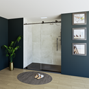 60" X 76" Armani Grey Alcove Shower Wall Kit - Shower Door / Wall System / Solid Surface Shower Base Tray with Covered Drain Load image into Gallery viewer, 60" X 76" Armani Grey Alcove Shower Wall Kit - Shower Door / Wall System / Solid Surface Shower Base Tray with Covered Drain