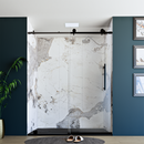 60" X 76" Armani Grey Alcove Shower Wall Kit - Shower Door / Wall System / Solid Surface Shower Base Tray with Covered Drain Load image into Gallery viewer, 60" X 76" Armani Grey Alcove Shower Wall Kit - Shower Door / Wall System / Solid Surface Shower Base Tray with Covered Drain
