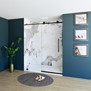 60" X 76" Armani Grey Alcove Shower Wall Kit - Shower Door / Wall System / Solid Surface Shower Base Tray with Covered Drain Load image into Gallery viewer, 60" X 76" Armani Grey Alcove Shower Wall Kit - Shower Door / Wall System / Solid Surface Shower Base Tray with Covered Drain