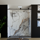60" X 76" Armani Grey Alcove Shower Wall Kit - Shower Door / Wall System / Solid Surface Shower Base Tray with Covered Drain Load image into Gallery viewer, 60" X 76" Armani Grey Alcove Shower Wall Kit - Shower Door / Wall System / Solid Surface Shower Base Tray with Covered Drain