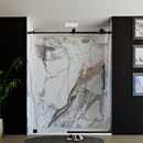 60" X 76" Armani Grey Alcove Shower Wall Kit - Shower Door / Wall System / Solid Surface Shower Base Tray with Covered Drain Load image into Gallery viewer, 60" X 76" Armani Grey Alcove Shower Wall Kit - Shower Door / Wall System / Solid Surface Shower Base Tray with Covered Drain