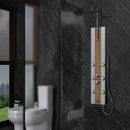 55 in. 6-Jet  Stainless Steel Bamboo Wood Shower Panel System With Adjustable Round Rainfall Showerhead, Handheld Shower & Tub Spout, Self-Cleaning & Jet Massage Feature Load image into Gallery viewer, 55 in. 6-Jet  Stainless Steel Bamboo Wood Shower Panel System With Adjustable Round Rainfall Showerhead, Handheld Shower & Tub Spout, Self-Cleaning & Jet Massage Feature