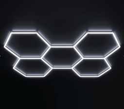 Hexagon LED Garage Light, 5 Hex Kit (24pcs), 6w/pc (Total Power 144W), 6500K, 120-130lm/w, AC100-277v,IP44, CRI:>80, For Garage, Shop, Gym, Basement, Barbershop, Warehouse, Car Detailing Shop Hexagon LED Garage Light, 5 Hex Kit (24pcs), 6w/pc (Total Power 144W), 6500K, 120-130lm/w, AC100-277v,IP44, CRI:>80, For Garage, Shop, Gym, Basement, Barbershop, Warehouse, Car Detailing Shop