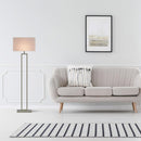 Decorative 61" Floor Lamps, Brushed Nickel & Straight rectangular pure white linen shade, With 1PCS ON-OFF Switch on the lamp holder Load image into Gallery viewer, Decorative 61" Floor Lamps, Brushed Nickel & Straight rectangular pure white linen shade, With 1PCS ON-OFF Switch on the lamp holder