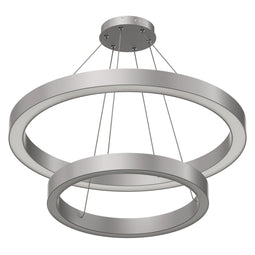 Modern - Double Ring Chandelier With Unique Shade, 115W, 3000K, 5750LM, Dimmable, Pendant Mounting, Aluminum Body Finish Modern - Double Ring Chandelier With Unique Shade, 115W, 3000K, 5750LM, Dimmable, Pendant Mounting, Aluminum Body Finish