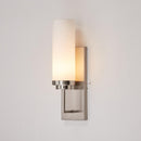 wall-mount-sconce-lighting-brushed-nickel-opal-glass Load image into Gallery viewer, wall-mount-sconce-lighting-brushed-nickel-opal-glass
