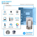 Bathroom Light Fixtures, 4000K, Dimmable, Brushed Nickel Finish,  Wall Mount, Damp Location, Vanity Lighting Load image into Gallery viewer, Bathroom Light Fixtures, 4000K, Dimmable, Brushed Nickel Finish,  Wall Mount, Damp Location, Vanity Lighting