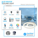 Indoor LED Ceiling Lights, 26W, 3000K-6500K, 1300LM, Dimmable, Simple Close to Ceiling Fixtures, 2-Ring Shape Load image into Gallery viewer, Indoor LED Ceiling Lights, 26W, 3000K-6500K, 1300LM, Dimmable, Simple Close to Ceiling Fixtures, 2-Ring Shape