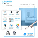 Bathroom Light Fixtures, 4000K (Cool White), Brushed Nickel Finish, For Damp Location,Wall Mount, Vanity Lighting Load image into Gallery viewer, Bathroom Light Fixtures, 4000K (Cool White), Brushed Nickel Finish, For Damp Location,Wall Mount, Vanity Lighting