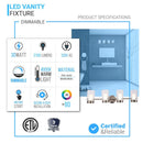 Bathroom Light Fixtures, 4000K, Dimmable, Brushed Nickel Finish,  Wall Mount, Damp Location, Vanity Lighting Load image into Gallery viewer, Bathroom Light Fixtures, 4000K, Dimmable, Brushed Nickel Finish,  Wall Mount, Damp Location, Vanity Lighting