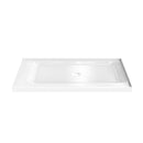 60 L x 36 in. W Double-Threshold Shower Pan Base with Center Drain in High Gloss White Load image into Gallery viewer, 60 L x 36 in. W Double-Threshold Shower Pan Base with Center Drain in High Gloss White