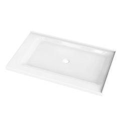 60 L x 36 in. W Double-Threshold Shower Pan Base with Center Drain in High Gloss White 60 L x 36 in. W Double-Threshold Shower Pan Base with Center Drain in High Gloss White