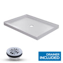 Foremost White Single Curb Shower Base With Center Drain Load image into Gallery viewer, Foremost White Single Curb Shower Base With Center Drain