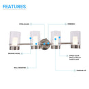 Bathroom Light Fixtures, 4000K, Dimmable, Brushed Nickel Finish,  Wall Mount, Damp Location, Vanity Lighting Load image into Gallery viewer, Bathroom Light Fixtures, 4000K, Dimmable, Brushed Nickel Finish,  Wall Mount, Damp Location, Vanity Lighting