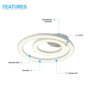 Indoor LED Ceiling Lights, 26W, 3000K-6500K, 1300LM, Dimmable, Simple Close to Ceiling Fixtures, 2-Ring Shape Load image into Gallery viewer, Indoor LED Ceiling Lights, 26W, 3000K-6500K, 1300LM, Dimmable, Simple Close to Ceiling Fixtures, 2-Ring Shape