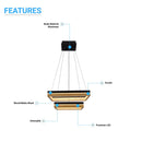 black-double-square-chandeliers-128w-3000k-2461lm-wooden Load image into Gallery viewer, black-double-square-chandeliers-128w-3000k-2461lm-wooden