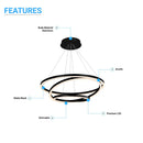 3-ring-led-light-unique-circular-chandelier-102w-3000k-4335lm-matte-black Load image into Gallery viewer, 3-ring-led-light-unique-circular-chandelier-102w-3000k-4335lm-matte-black