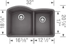 32 inch Double Bowl Undermount Kitchen Sink - 60/40 Load image into Gallery viewer, 32 inch Double Bowl Undermount Kitchen Sink - 60/40