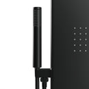 55 in. 3-Jet Stainless Steel Matte Black Shower Panel System with Fixed Rainfall & Waterfall Shower Head, Tub Spout & Handheld Shower, Self-Cleaning & Jet Massage Feature Load image into Gallery viewer, 55 in. 3-Jet Stainless Steel Matte Black Shower Panel System with Fixed Rainfall & Waterfall Shower Head, Tub Spout & Handheld Shower, Self-Cleaning & Jet Massage Feature