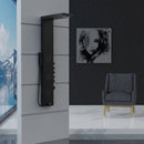 55 in. 3-Jet Stainless Steel Matte Black Shower Panel System with Fixed Rainfall & Waterfall Shower Head, Tub Spout & Handheld Shower, Self-Cleaning & Jet Massage Feature Load image into Gallery viewer, 55 in. 3-Jet Stainless Steel Matte Black Shower Panel System with Fixed Rainfall & Waterfall Shower Head, Tub Spout & Handheld Shower, Self-Cleaning & Jet Massage Feature