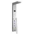 55 In. 5-Jet Stainless Steel Shower Panel System With Fixed LED Rainfall Shower Head, LED Temperature Display & Handheld Shower, Self-Cleaning & Jet Massage Feature Load image into Gallery viewer, 55 In. 5-Jet Stainless Steel Shower Panel System With Fixed LED Rainfall Shower Head, LED Temperature Display & Handheld Shower, Self-Cleaning & Jet Massage Feature