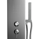 53 in. 2-Jet Stainless Steel Shower Panel System With Fixed Rainfall & Waterfall Shower Head, Handheld Shower,Tub Spout, Self-Cleaning & Jet Massage Feature Load image into Gallery viewer, 53 in. 2-Jet Stainless Steel Shower Panel System With Fixed Rainfall & Waterfall Shower Head, Handheld Shower,Tub Spout, Self-Cleaning & Jet Massage Feature