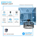 3-lights-matte-black-semi-flush-mount-ceiling-light Load image into Gallery viewer, 3-lights-matte-black-semi-flush-mount-ceiling-light