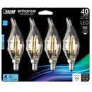 LED Light Bulbs, Candelabra Base, Flame Bent Tip Decorative LED Light Bulbs, Clear, Decorative Bulb, Torpedo, Flame, 4 Packs Load image into Gallery viewer, LED Light Bulbs, Candelabra Base, Flame Bent Tip Decorative LED Light Bulbs, Clear, Decorative Bulb, Torpedo, Flame, 4 Packs