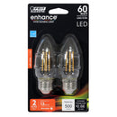 LED Light Bulbs, E12, Candelabra Base, Blunt Tip Filament, Clear, Decorative Chandelier Bulb, Torpedo, Flame, 2 Packs Load image into Gallery viewer, LED Light Bulbs, E12, Candelabra Base, Blunt Tip Filament, Clear, Decorative Chandelier Bulb, Torpedo, Flame, 2 Packs
