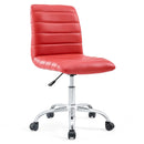Orange Ripple Armless Mid Back Vinyl Office Chair Load image into Gallery viewer, Orange Ripple Armless Mid Back Vinyl Office Chair