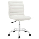 White Ripple Armless Mid Back Vinyl Office Chair Load image into Gallery viewer, White Ripple Armless Mid Back Vinyl Office Chair