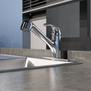 Single Handle Pull-Out Kitchen Faucet with SS deckplate in Polished Chrome Load image into Gallery viewer, Single Handle Pull-Out Kitchen Faucet with SS deckplate in Polished Chrome
