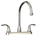 Double Handle Kitchen Faucet With Spray in Bronze Load image into Gallery viewer, Double Handle Kitchen Faucet With Spray in Bronze