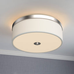 15 in. Drum Shape LED Flush Mount Light, 20W, 4000K (Cool White), 2800 Lumens Brushed Nickel Finish & Milky White Acrylic Shade, Ceiling Light Fixture 15 in. Drum Shape LED Flush Mount Light, 20W, 4000K (Cool White), 2800 Lumens Brushed Nickel Finish & Milky White Acrylic Shade, Ceiling Light Fixture