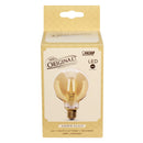 G25 Globe LED Original Vintage Light Bulb, 5 watts, Amber glass, Dimmable, 350 Lumen, 2100K, Decorative Bulb Load image into Gallery viewer, G25 Globe LED Original Vintage Light Bulb, 5 watts, Amber glass, Dimmable, 350 Lumen, 2100K, Decorative Bulb