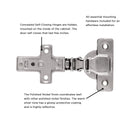 Hidden Cabinet Hinges Full Overlay Frameless Self-Close (2 Hinges/Per Pack) in Polished Nickel - Hickory Hardware Load image into Gallery viewer, Hidden Cabinet Hinges Full Overlay Frameless Self-Close (2 Hinges/Per Pack) in Polished Nickel - Hickory Hardware