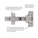 Hidden Hinges for Cabinet Doors Half Overlay Frameless Self-Close (2 Hinges/Per Pack) in Polished Nickel - Hickory Hardware Load image into Gallery viewer, Hidden Hinges for Cabinet Doors Half Overlay Frameless Self-Close (2 Hinges/Per Pack) in Polished Nickel - Hickory Hardware
