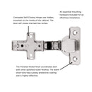 Hidden Hinges Full Inset Frameless Self-Close (2 Hinges/Per Pack) in Polished Nickel - Hickory Hardware Load image into Gallery viewer, Hidden Hinges Full Inset Frameless Self-Close (2 Hinges/Per Pack) in Polished Nickel - Hickory Hardware