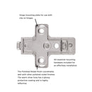 Hinge Concealed Frameless Self-Close Mounting Plate 0 mm (2 Hinges/Per Pack) in Polished Nickel - Hickory Hardware Load image into Gallery viewer, Hinge Concealed Frameless Self-Close Mounting Plate 0 mm (2 Hinges/Per Pack) in Polished Nickel - Hickory Hardware