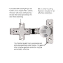 Hinge Concealed Full Inset Frameless Soft Close (2 Hinges/Per Pack) Polished Nickel - Hickory Hardware Load image into Gallery viewer, Hinge Concealed Full Inset Frameless Soft Close (2 Hinges/Per Pack) Polished Nickel - Hickory Hardware