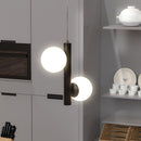 2-Lights, Globe Pendant Chandelier, 17W, 3000K, Matte Black Body Finish, Dimmable Load image into Gallery viewer, 2-Lights, Globe Pendant Chandelier, 17W, 3000K, Matte Black Body Finish, Dimmable