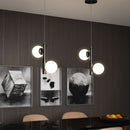 2-Lights, Globe Pendant Chandelier, 17W, 3000K, Matte Black Body Finish, Dimmable Load image into Gallery viewer, 2-Lights, Globe Pendant Chandelier, 17W, 3000K, Matte Black Body Finish, Dimmable