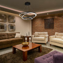 3-ring-led-light-unique-circular-chandelier-102w-3000k-4335lm-matte-black Load image into Gallery viewer, 3-ring-led-light-unique-circular-chandelier-102w-3000k-4335lm-matte-black